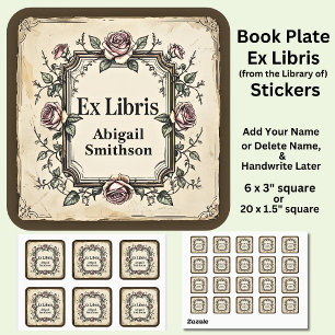 Adesivo Quadrado Adicionar Nome Ex Proprietário do Livro Libris