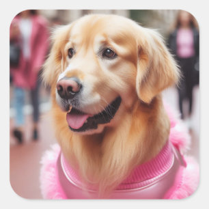 Adesivo Quadrado Adicionar Presente de Foto de Animal de Estimação