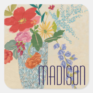 Adesivo Quadrado Adicionar Seu Nome Primavera Blossomas II