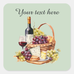 Adesivo Quadrado Adicionar texto à cesta de vinho