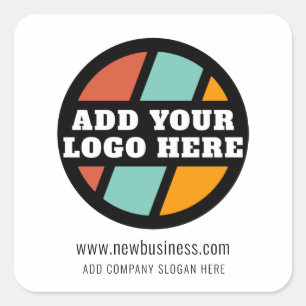 Adesivo Quadrado Adicione o logotipo da sua empresa Slogan da empre