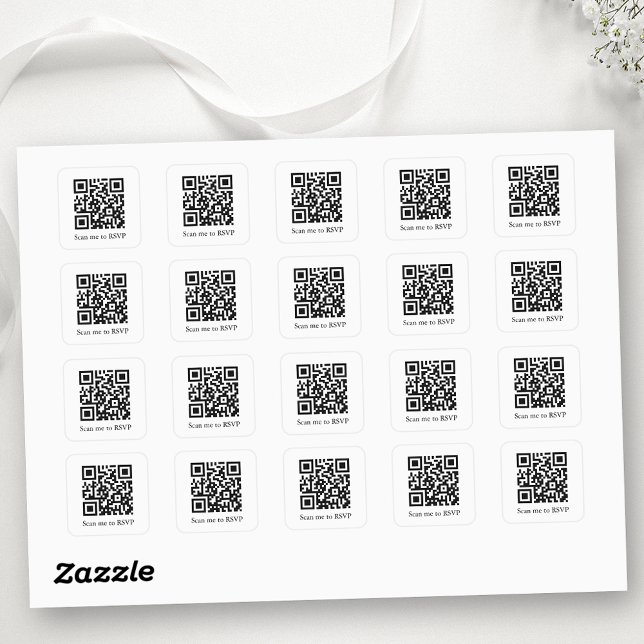 Adesivo Quadrado Adicione o Sticker de QR Code de RSVP de Casamento (Add your website QR code.)