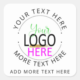 Adesivo Quadrado Adicione Seu Logotipo Crie Seu Próprio Pequeno Neg