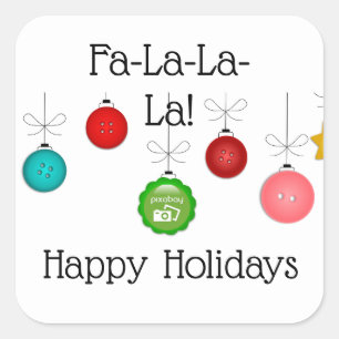 Adesivo Quadrado Adicione Seu Logotipo De Negócios "Fa-La-La-La-La