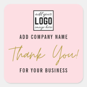 Adesivo Quadrado Adicione Seu Logotipo Obrigado Por Seu Negócio Ros