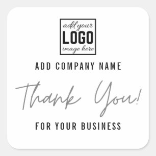 Adesivo Quadrado Adicione Seu Logotipo Prata Obrigado Por Seu Negóc