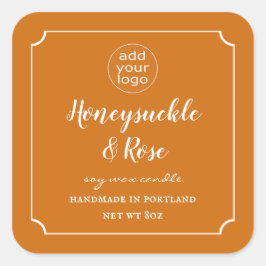 Adesivo Quadrado Adicione Seu Logotipo Vela Laranja Queimada Etique