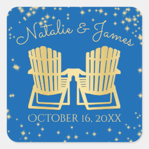 Adesivo Quadrado Adirondack Chairs Beach Starry Sky