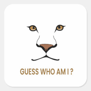 Adesivo Quadrado Adivinhe o Animal: Leoa Rainha Minimalista