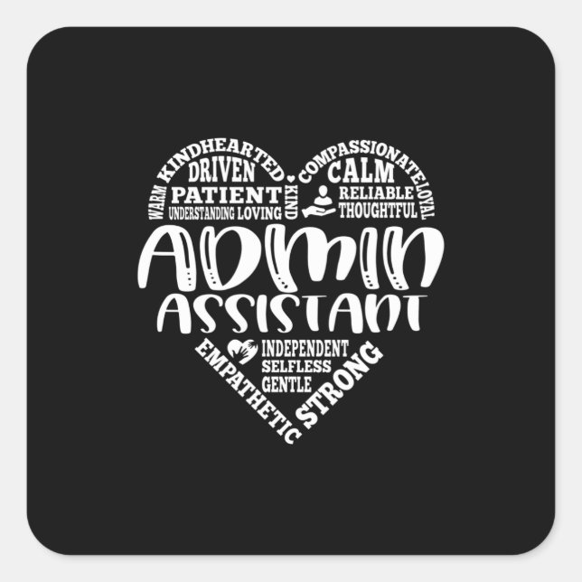 Adesivo Quadrado Admin, assistente administrativo, asst (Frente)