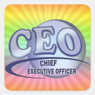ADESIVO QUADRADO ADMINISTRADOR EXECUTIVO DO CHEFE AZUL DO LOGOTIPO