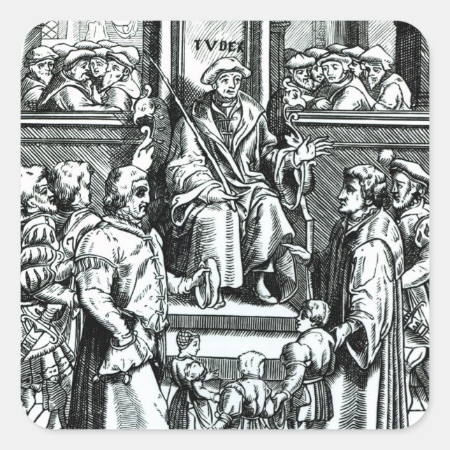 Adesivo Quadrado Adoção de crianças órfãs no Tribunal Inferior (Frente)