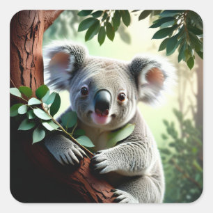 Adesivo Quadrado Adorable Koala Bear