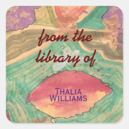 Adesivo Quadrado Adoráveis bookplates personalizadas com folhas