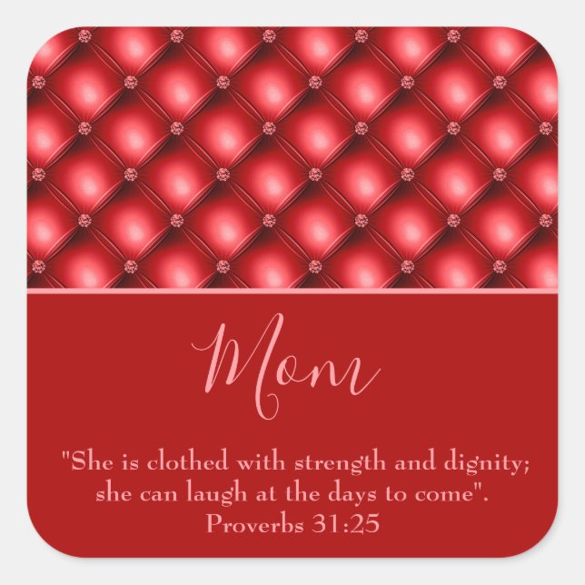 Adesivo Quadrado Adorável, Mãe Red Sticker (Frente)