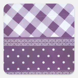 Adesivo Quadrado Adorável padrão sem costura do Damask Purple