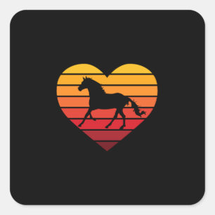Adesivo Quadrado Adoro Cavalos Retro Coração