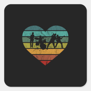 Adesivo Quadrado Adoro o Coração Vintage da Banda Musical dos ano
