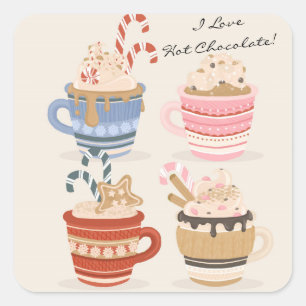 Adesivo Quadrado Adoro Scrapbooking e Diário de Chocolate Quente
