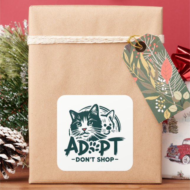 Adesivo Quadrado Adotar não comprar 1 (Feriado)