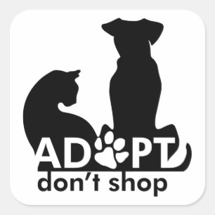 Adesivo Quadrado Adotar Não Comprar Gato de Cão