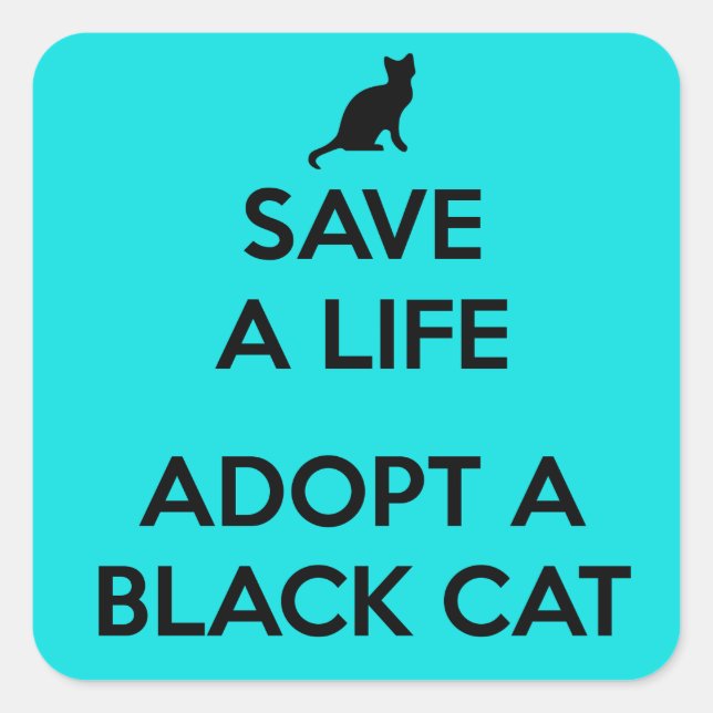 Adesivo Quadrado Adotar Um Gato Negro (Frente)