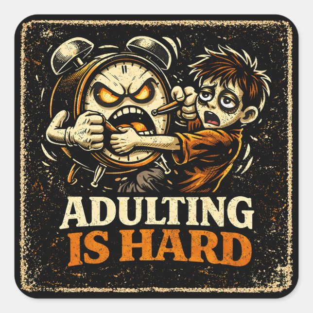 Adesivo Quadrado Adulting Is Hard – Millennial Life Humor Relatable (Frente)