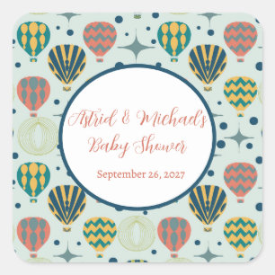 Adesivo Quadrado Adventure Aguarda Chá de fraldas do Balão de Ar Qu