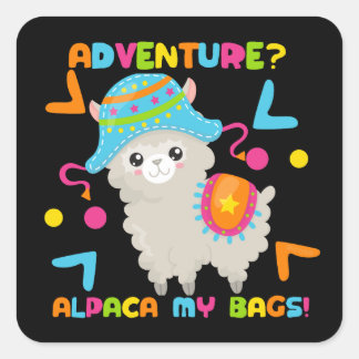 Adesivo Quadrado Adventure Alpaca My Bolsas Custa Engraçado