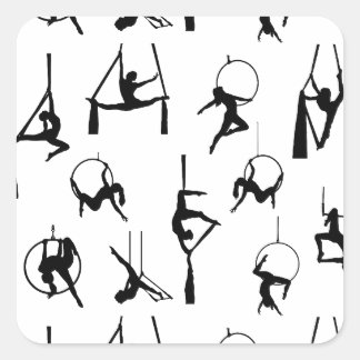 Adesivo Quadrado Aerialistas Silks Lyra silhouettes