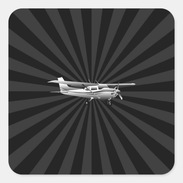 Adesivo Quadrado Aeronave Cessna Silhouette Voando Black Burst (Frente)