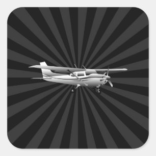 Adesivo Quadrado Aeronave Cessna Silhouette Voando em Decoração S