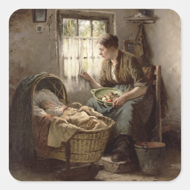 Adesivo Quadrado Afetação materna (óleo na canvas) (Frente)