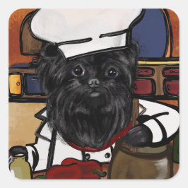 Adesivo Quadrado Affenpinscher Chef