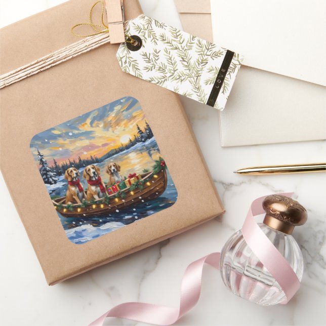 Adesivo Quadrado Afghan Hound Christmas Boat Holiday (Presentear)