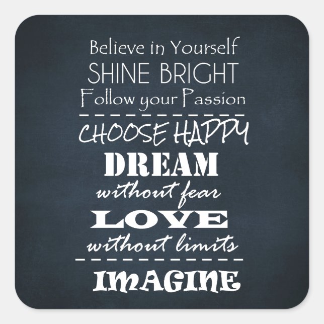 Adesivo Quadrado Afirmações de Cotação Motivacional (Frente)