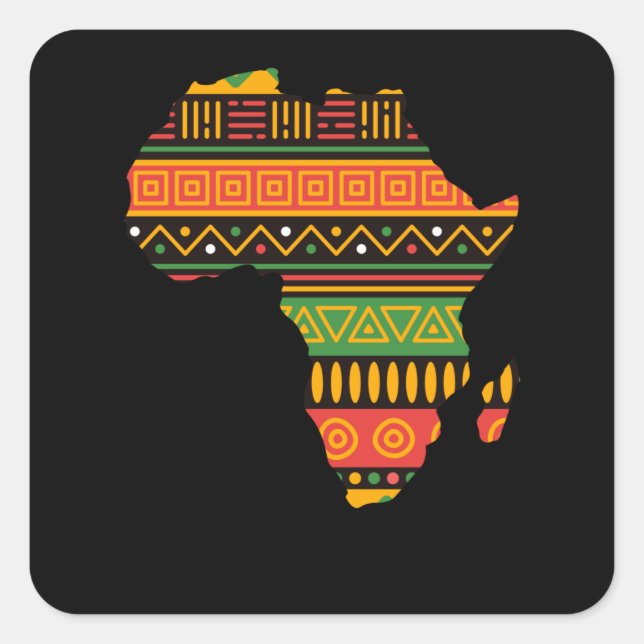 Adesivo Quadrado África Silhouette Black Afro Pride Africano (Frente)