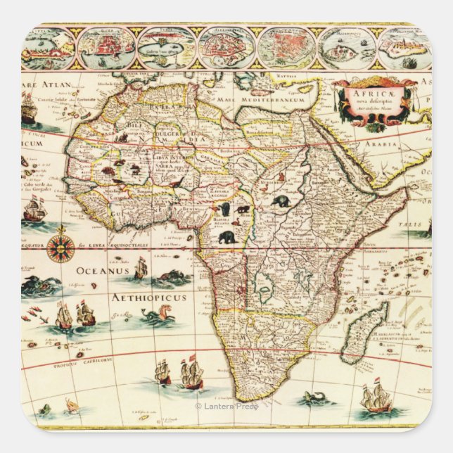 Adesivo Quadrado ÁfricaMapa PanorâmicoÁfrica 2 (Frente)