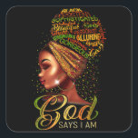 Adesivo Quadrado African American Girl God Says I Am Black Pride<br><div class="desc">African American Girl God Says I Am Black Pride</div>