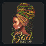 Adesivo Quadrado African American Girl God Says I Am Black Pride<br><div class="desc">African American Girl God Says I Am Black Pride</div>