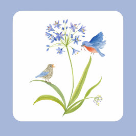 Adesivo Quadrado African Lily with Bluebird Mother and Baby