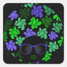 Adesivo Quadrado Afro Diva Verde & Azul