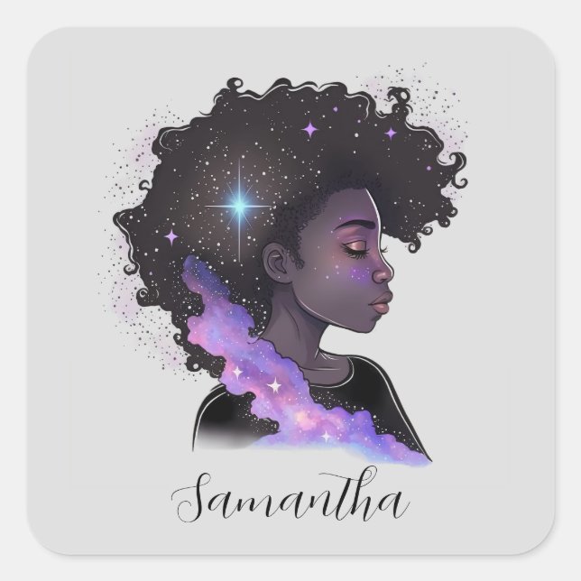 Adesivo Quadrado Afro-Mulher (Frente)