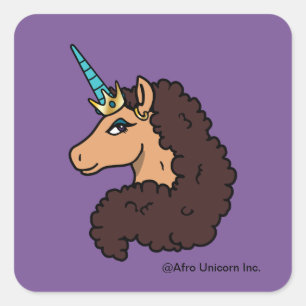 Adesivo Quadrado Afro Unicorn   Divino