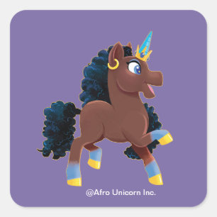Adesivo Quadrado Afro Unicorn   Magical Prancing