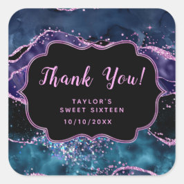 Adesivo Quadrado Agata do Oceano Roxo Azul Doce Dezesseis Obrigado