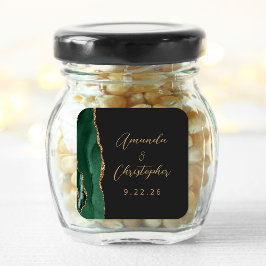 Adesivo Quadrado Ágata Esmeralda Verde Dourado Escrito Casamento Es