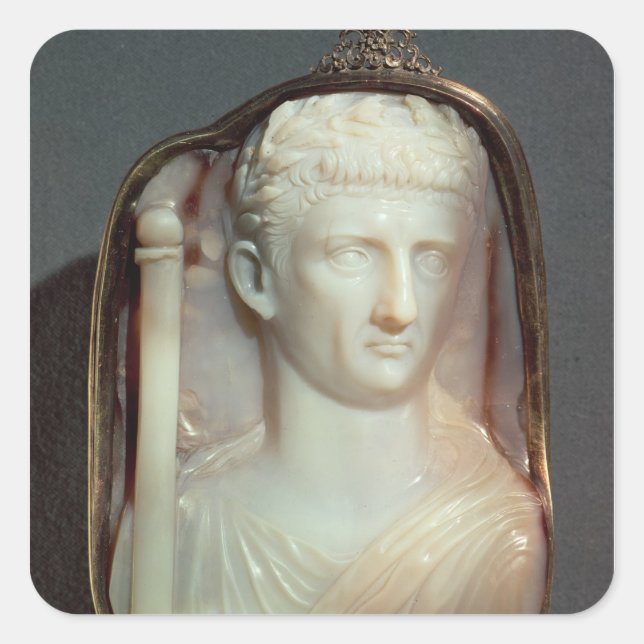 Adesivo Quadrado Agate Cameo com o retrato de Claudius (Frente)