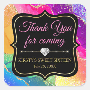 Adesivo Quadrado Agato de Tinta Álcool Glamoroso Arco-Íris Doce 16