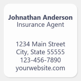 Adesivo Quadrado Agente de Seguro - Promocional Azul da Meia-Noite